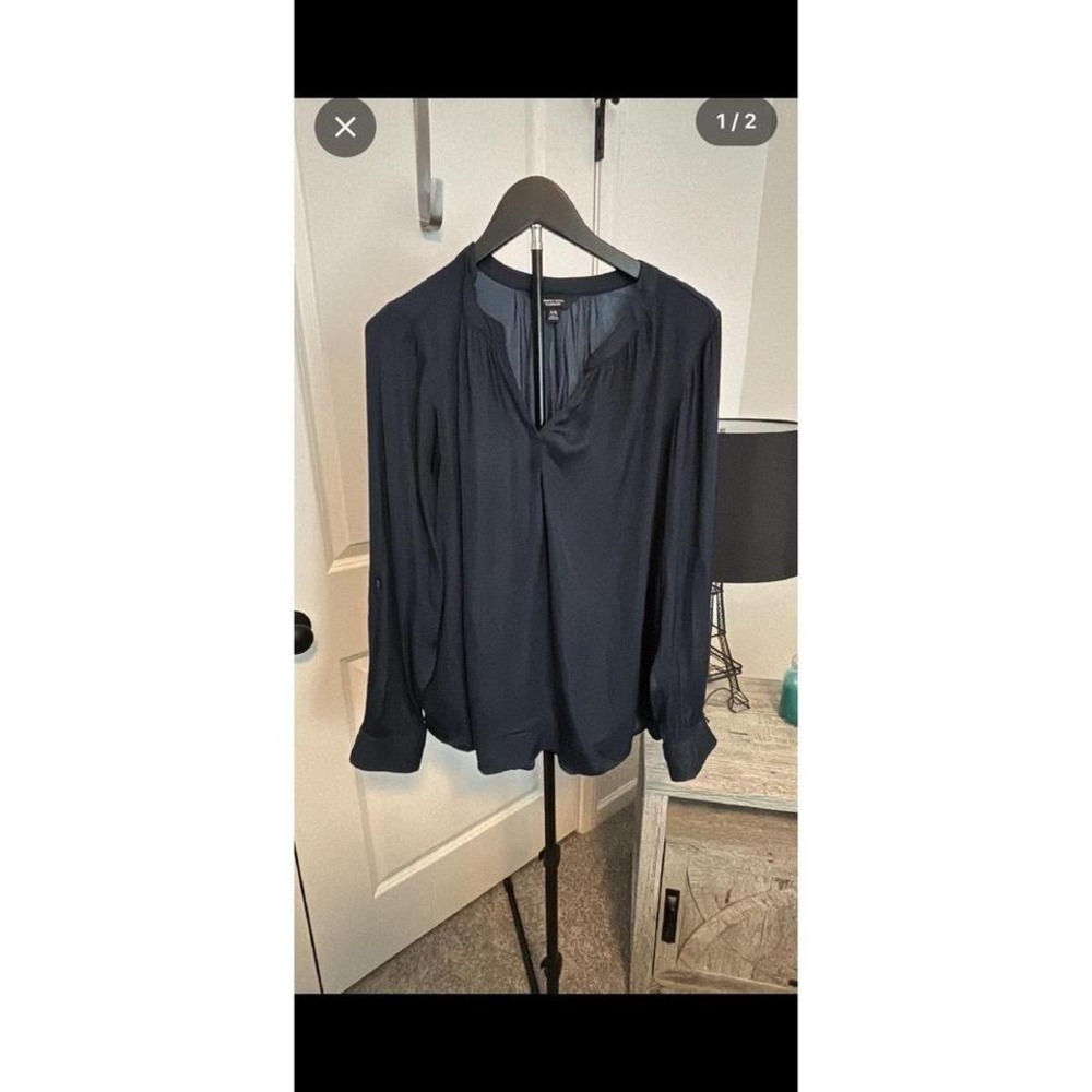 SIMPLY VERA WANG Navy Blue V-Neck Long Sleeve Blouse Top Plus Size XXL